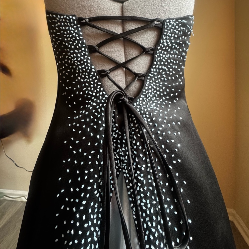 Masquerade Black and White Lace-Up Dress
